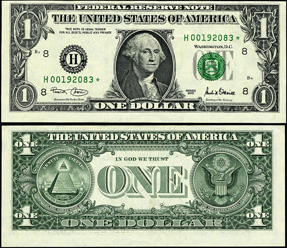 2001 $1 Federal Reserve Note St. Louis H-* Block AU+ Star (1 of 3)