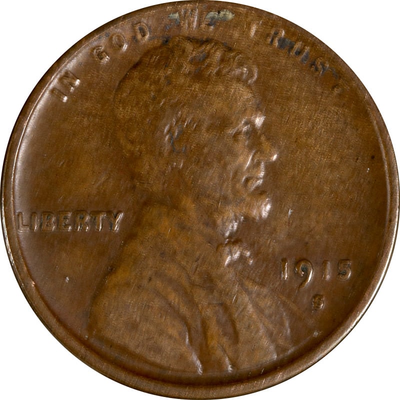1915 San Francisco Mint Copper Lincoln Cent United States Coin: 1915 San Francisco Mint Copper Lincoln Cent United States Coin This is a 1915-S Lincoln Cent produced at the San Francisco Mint. The coin is composed of copper and is in circulated, pre-owned conditio