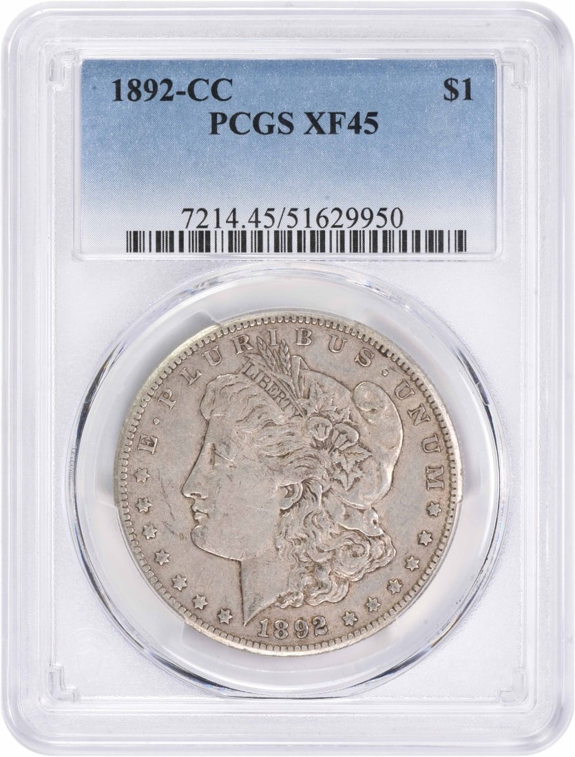 1892-CC Morgan Silver Dollar EF45 PCGS Certified Coin (1 of 4)