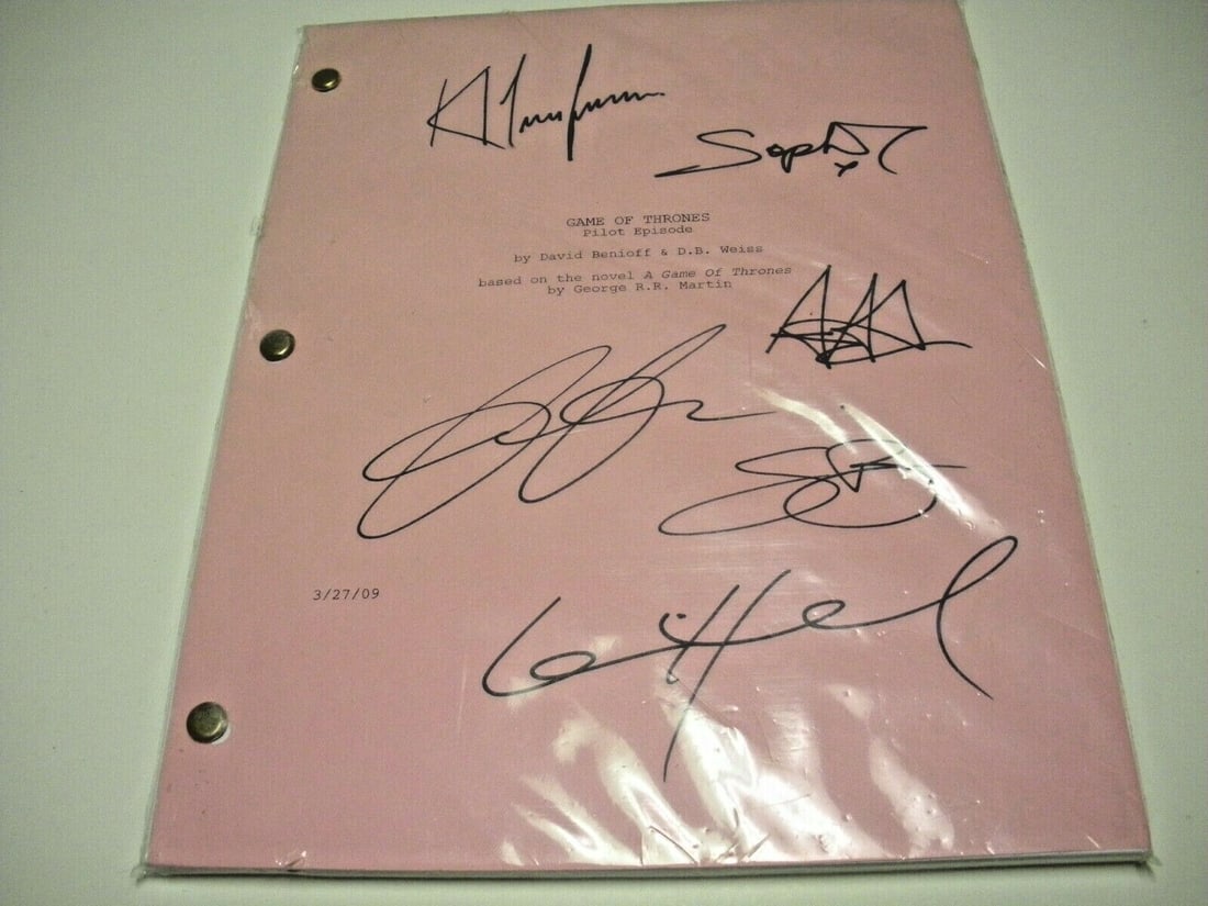 Game of Thrones Full Pilot Script Signed by Kit Harington Emilia Clarke 6 Signatures with COA (1 of 2)