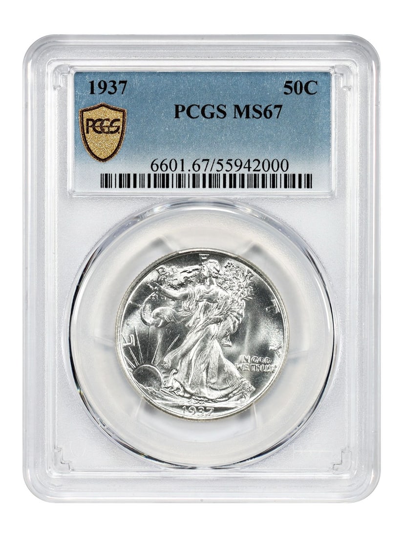 1937 Walking Liberty Half Dollar PCGS MS67 Philadelphia High Grade Example (1 of 4)