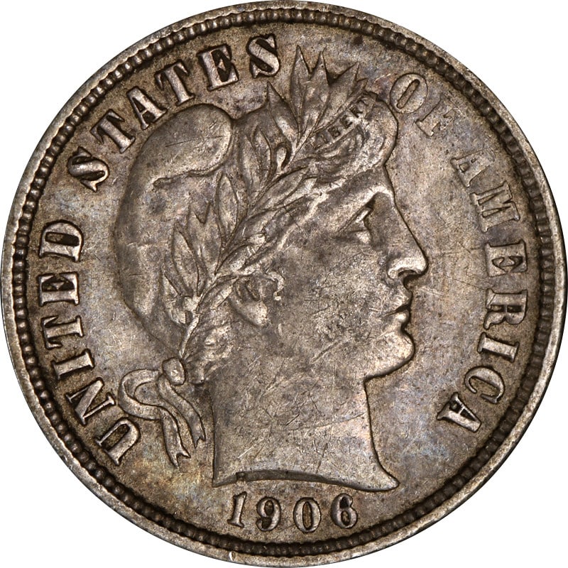 1906 Silver Dime Philadelphia Mint Barber Series Coin (1 of 2)