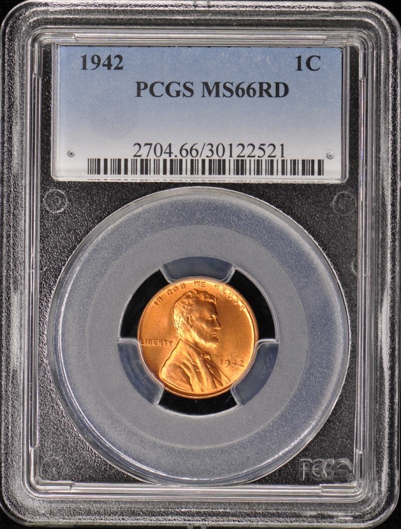 1942 Lincoln Cent Type 1 Wheat Reverse PCGS MS66RD (1 of 2)
