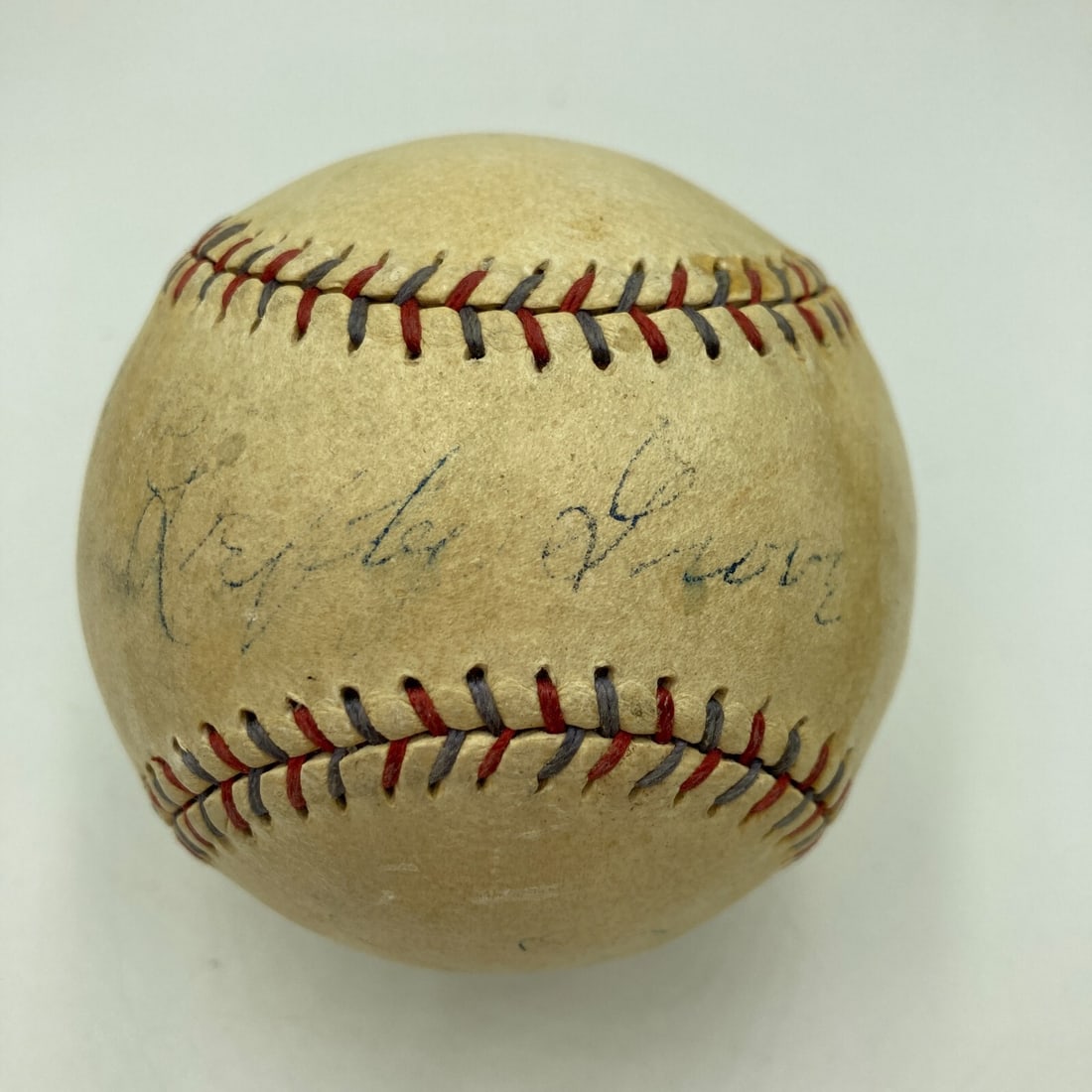 Lefty Grove Signed 1929 American League Baseball with JSA LOA: Lefty Grove Signed 1929 American League Baseball with JSA LOA This original 1929 American League baseball features the autograph of Hall of Fame pitcher Lefty Grove, scripted in blue ink. The ball, an