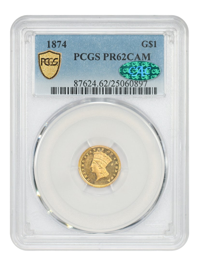 1874 Proof Gold Dollar PCGS CAC PR62CAM Philadelphia (1 of 6)