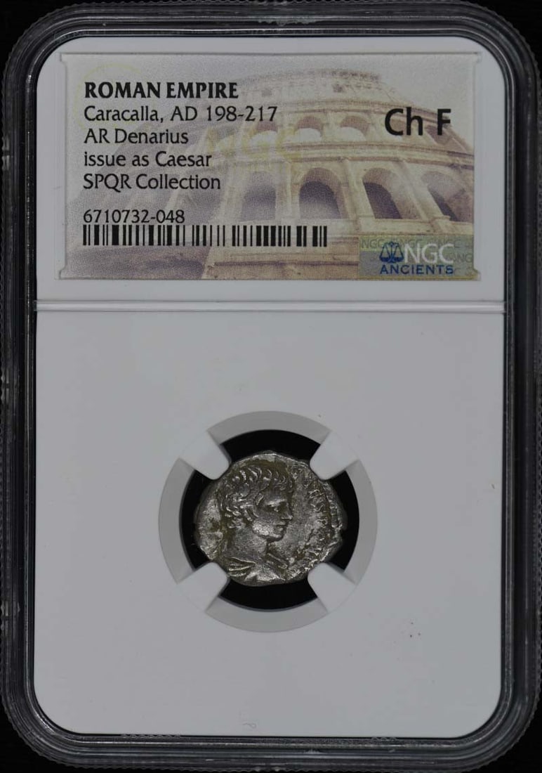 Roman Empire Denarius Coin Caracalla AD 198-217 NGC F15 Certified: Roman Empire Denarius Coin Caracalla AD 198-217 NGC F15 Certified This is a Roman Empire AR Denarius coin from the reign of Caracalla, dated AD 198-217. The coin has been certified by NGC with a grade