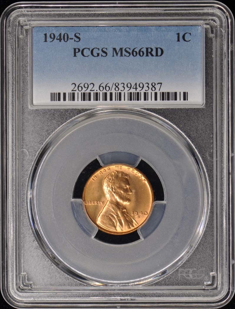 1940-S Lincoln Cent Type 1 Wheat Reverse PCGS MS66RD (1 of 2)