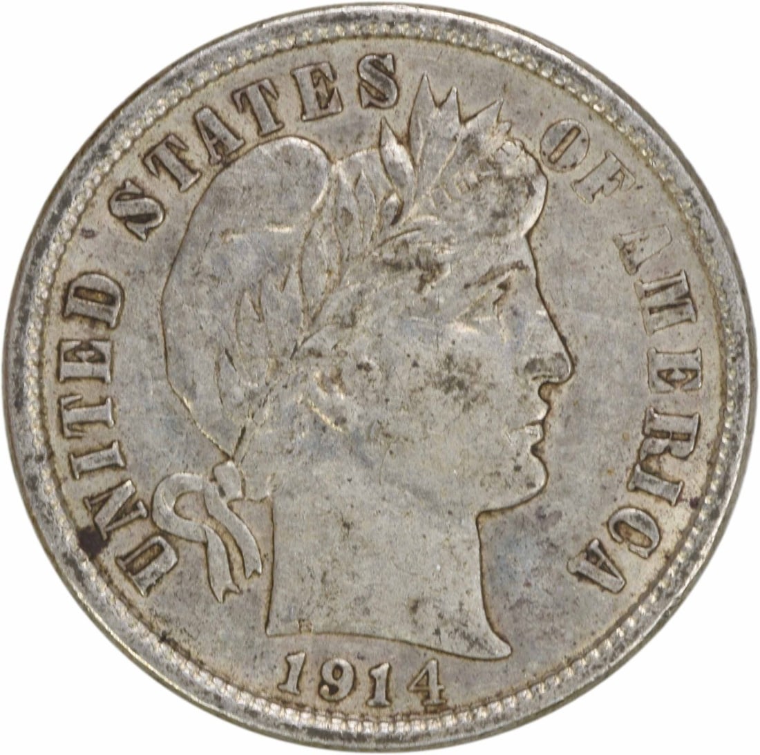 1914-D Barber Silver Dime AU Uncertified 10C Coin (1 of 2)