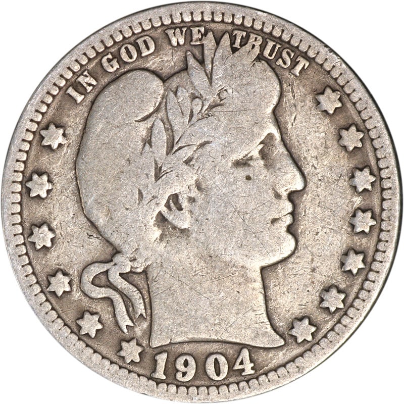 Silver Barber Quarter 1904 New Orleans Mint Coin (1 of 2)