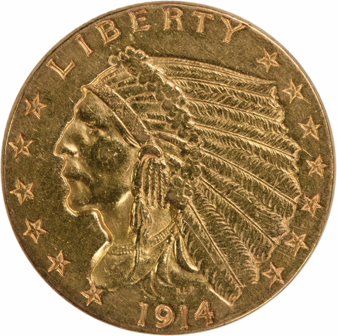1914 $2.50 Gold Indian Coin AU Uncertified Philadelphia Mint (1 of 2)