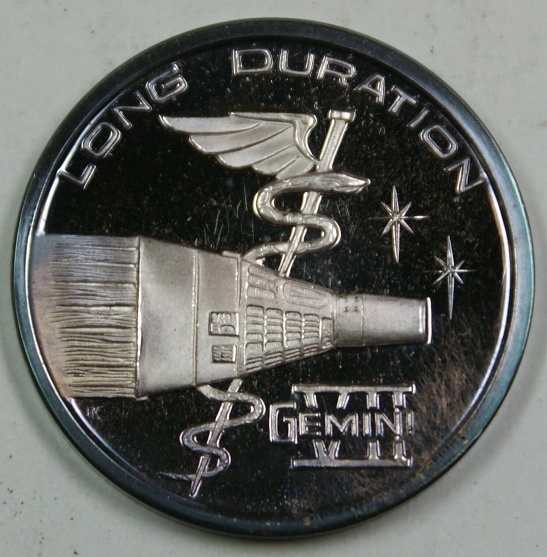 Commemorative Silver Gemini 7 Medal Marking US Spaceflight Milestone: Commemorative Silver Gemini 7 Medal Marking US Spaceflight Milestone This Gemini 7 commemorative silver medal honors the history of American men in space. Struck by the International Mint, the reverse