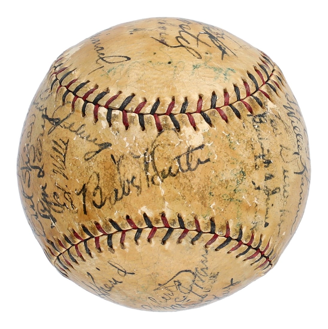 Babe Ruth Lou Gehrig Multi Signed Baseball JSA Authenticated: Babe Ruth Lou Gehrig Multi Signed Baseball JSA Authenticated This official National League baseball is an extraordinary collectible featuring over 35 signatures from legendary baseball Hall of Famers