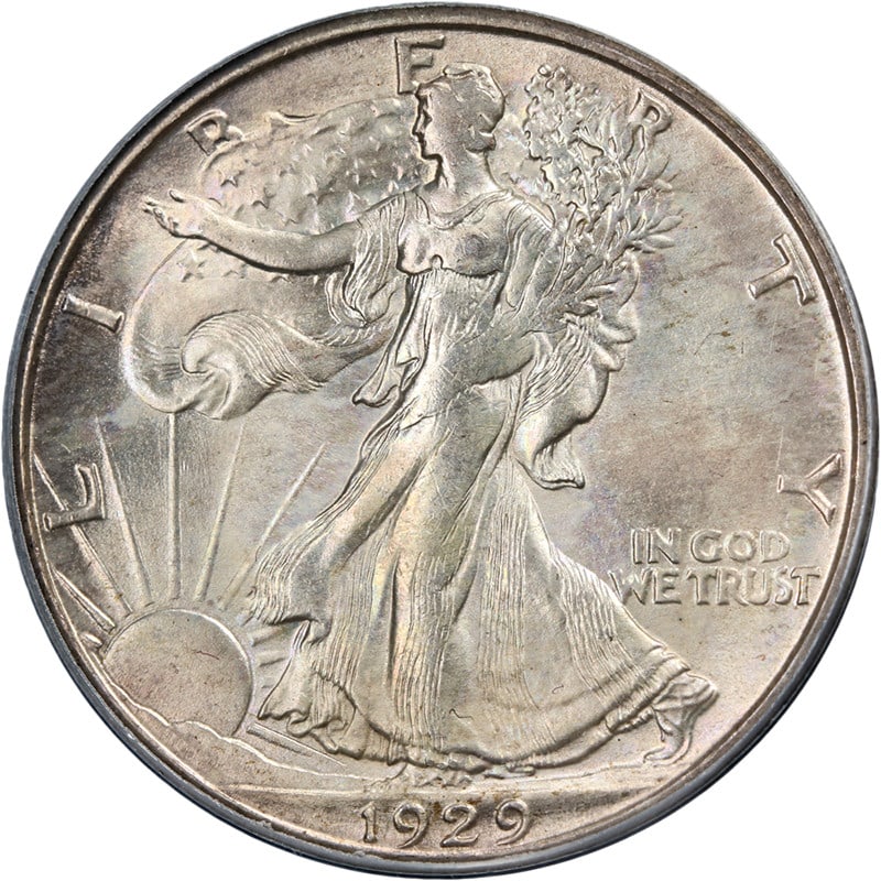 PCGS MS63 1929-D Walking Liberty Half Dollar Silver Coin with Strong Luster: PCGS MS63 1929-D Walking Liberty Half Dollar Silver Coin with Strong Luster This 1929-D Walking Liberty Half Dollar is certified by PCGS with a grade of MS63, indicating it is uncirculated and in exce