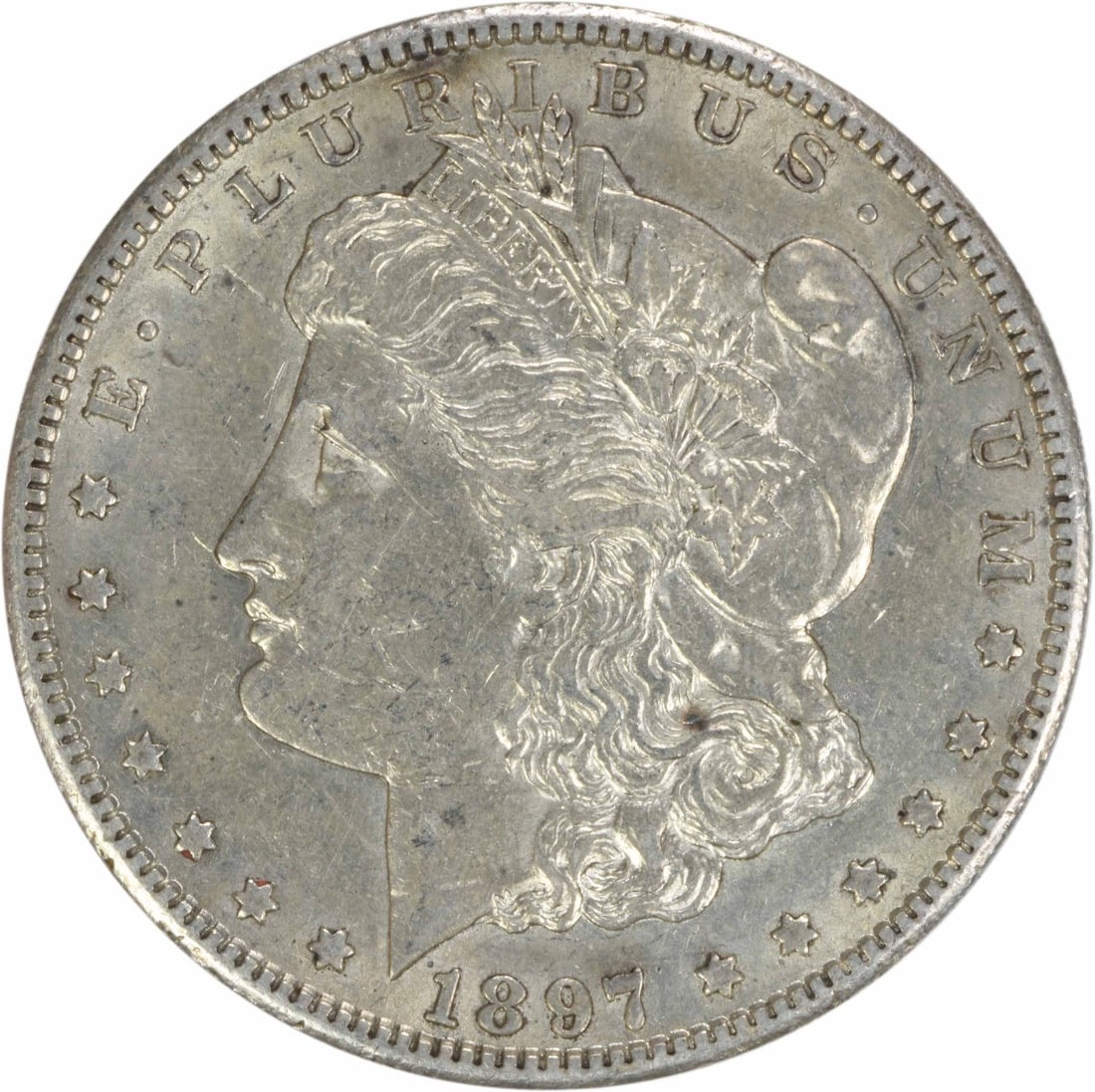 1897-S Morgan Silver Dollar AU Uncertified San Francisco Coin: 1897-S Morgan Silver Dollar AU Uncertified San Francisco Coin This 1897-S Morgan Silver Dollar is a remarkable piece of numismatic history, showcasing the artistry of designer George T. Morgan. Struck