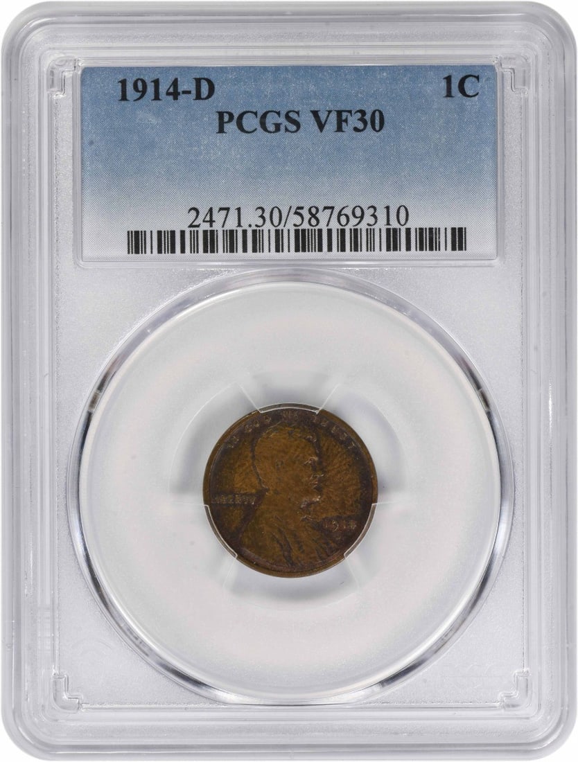 PCGS VF30 1914 Denver Mint Lincoln Wheat Copper Cent (1 of 2)