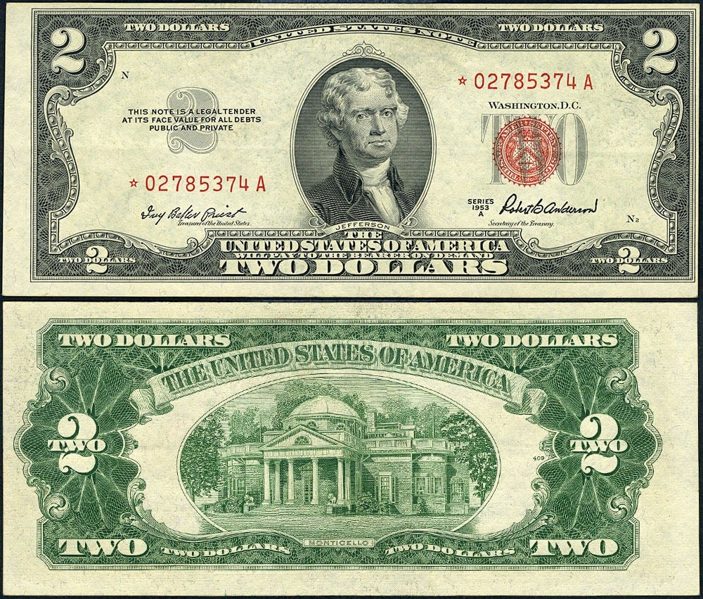 1953-A $2 Legal Tender FR. 1510* AU+ Star Note (1 of 3)