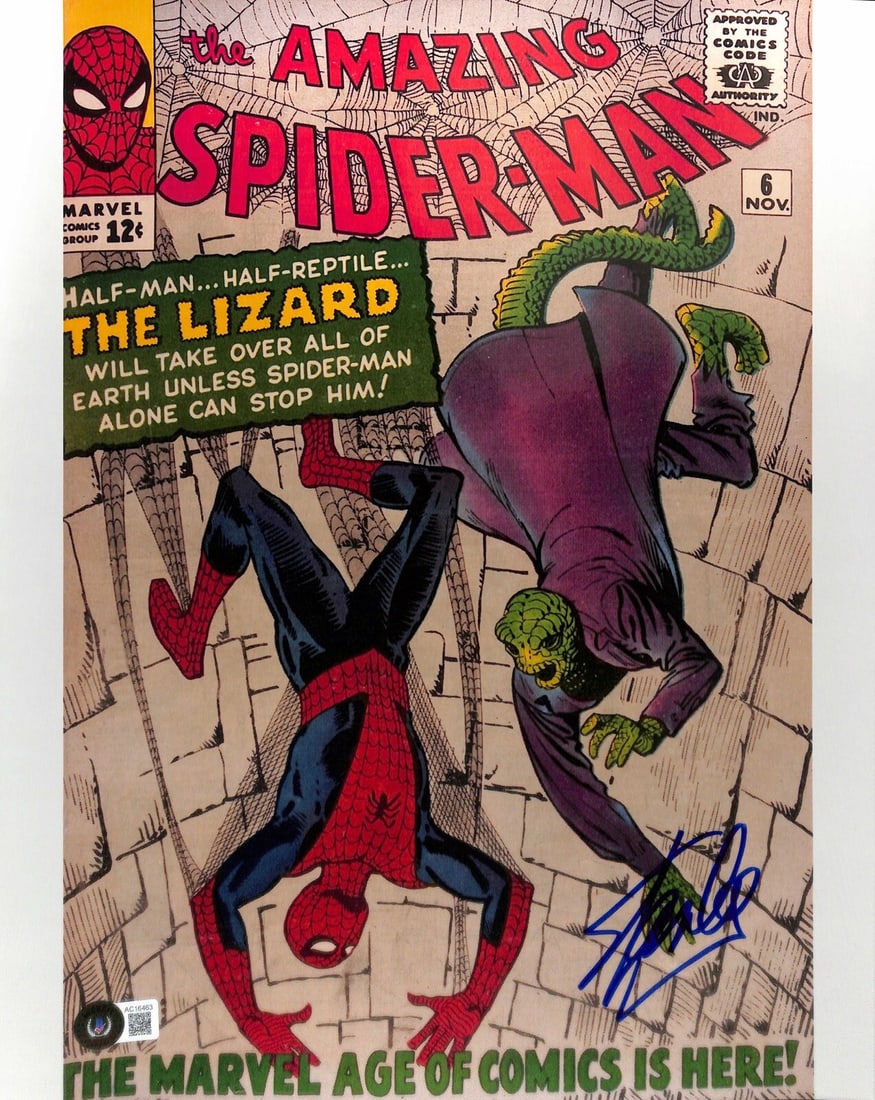 11x14 Photograph Signed by Stan Lee Featuring Spider Man BAS Auto Grade 10 (1 of 1)