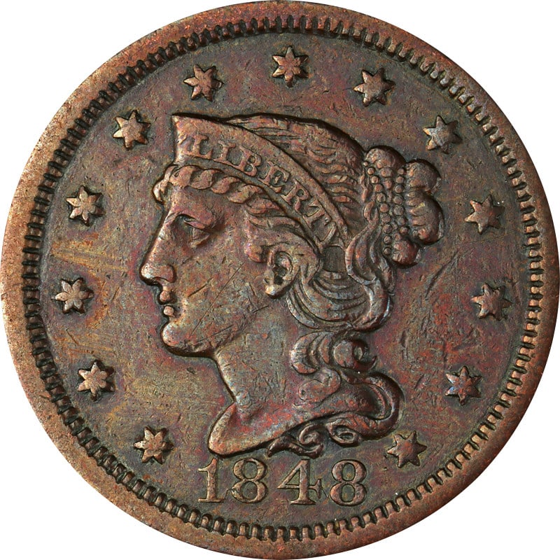 1848 United States Copper Large Cent Circulated Coin (1 of 2)