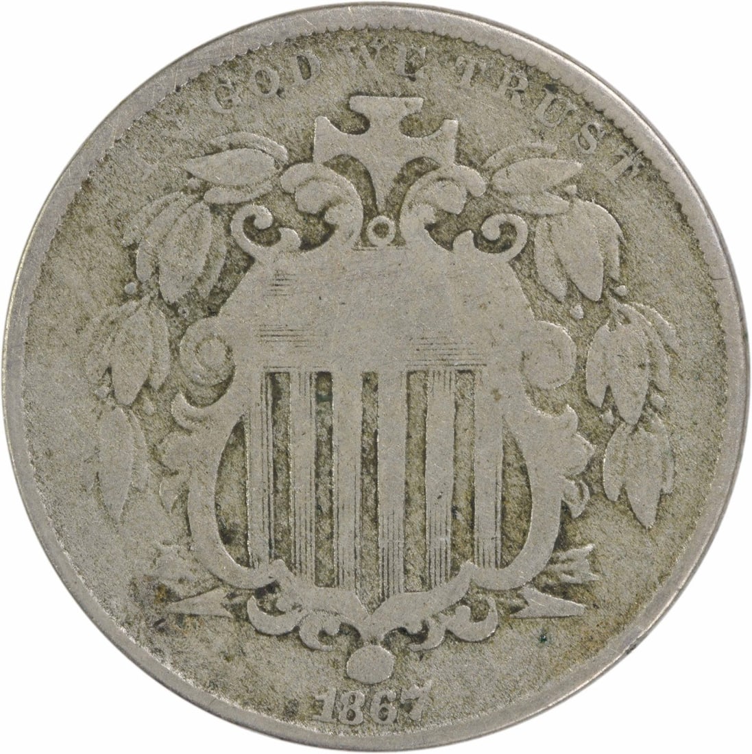 1867 Shield Nickel 5C VG Uncertified Philadelphia Mint (1 of 2)