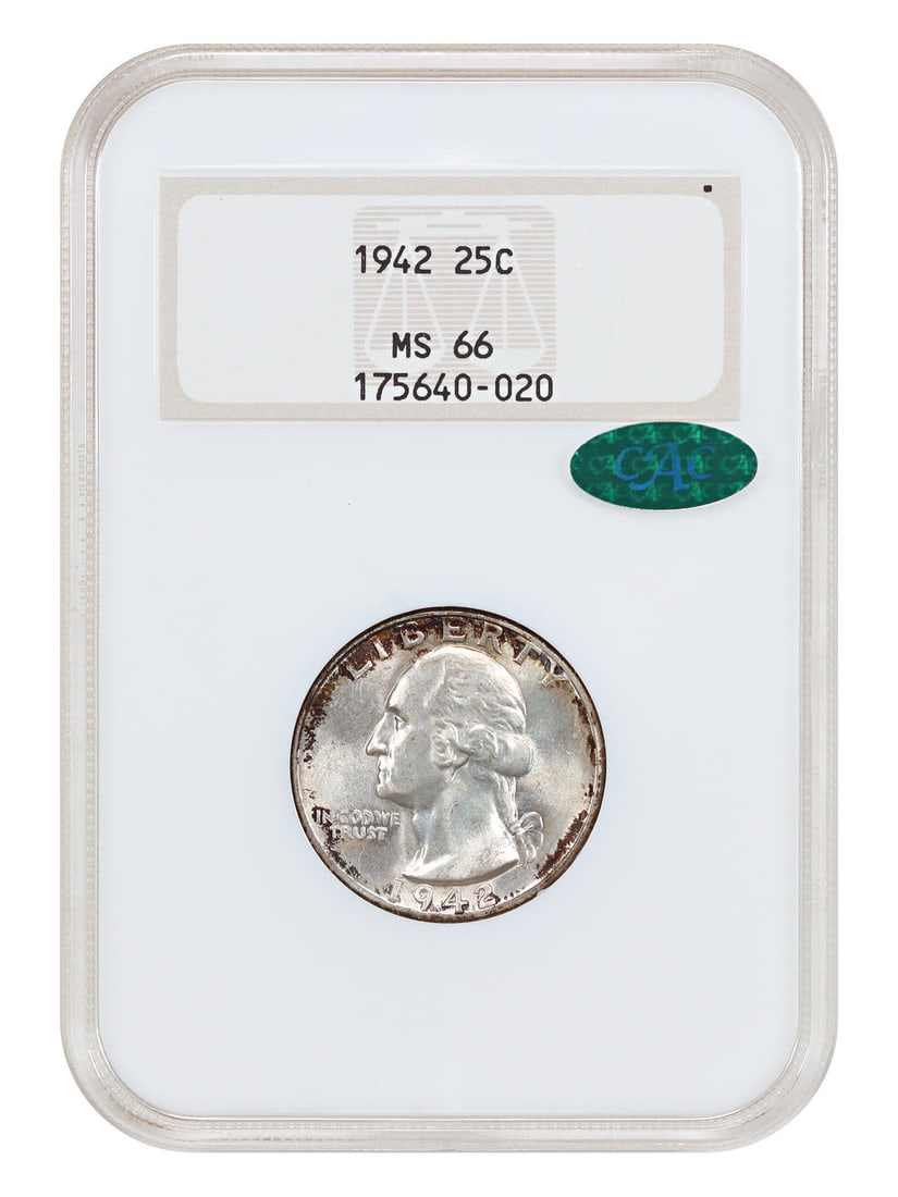1942 NGC CAC MS66 Certified Washington 25C Quarter Coin (1 of 4)