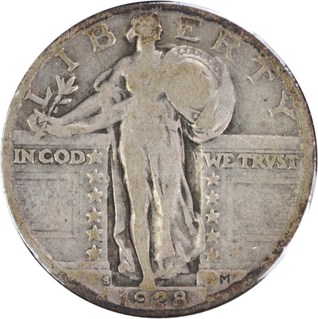 1928-S Standing Liberty Quarter Inverted S 25C 90% Silver F Uncertified (1 of 2)