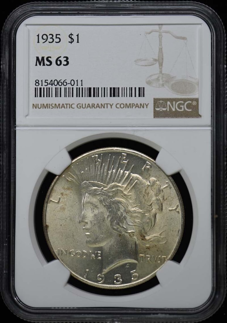 1935 Peace Dollar S$1 NGC MS63 Uncirculated Philadelphia Mint (1 of 2)