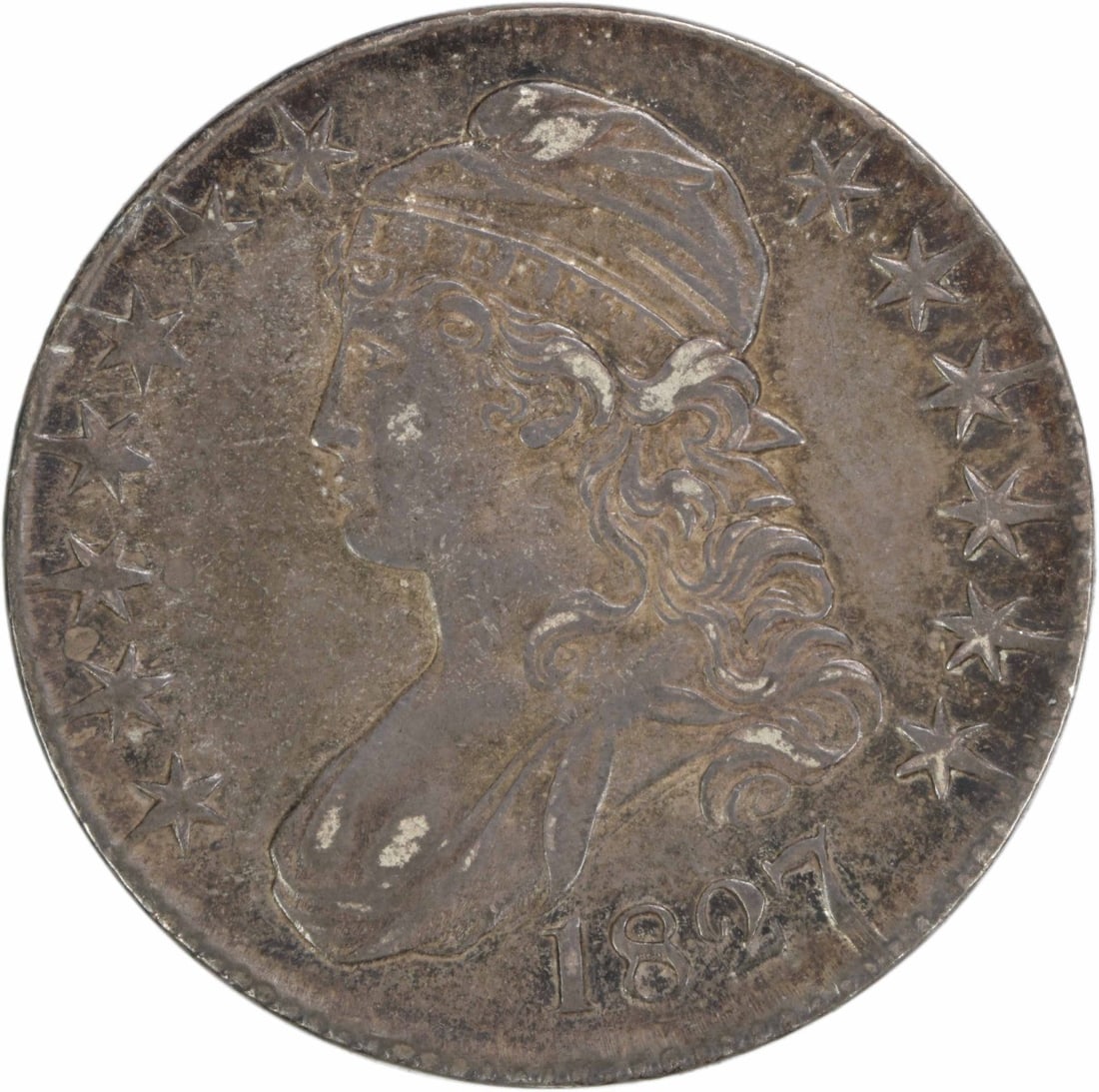 1827 Bust Half Dollar 50C Choice EF Uncertified Silver Coin (1 of 2)