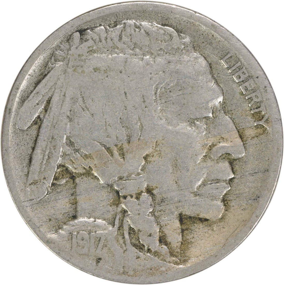 1917-D Buffalo Nickel 5C Circulated Uncertified Denver Mint: 1917-D Buffalo Nickel 5C Circulated Uncertified Denver Mint This 1917-D Buffalo Nickel is an intriguing collectible coin, representing an iconic piece of American history. It features a design by reno
