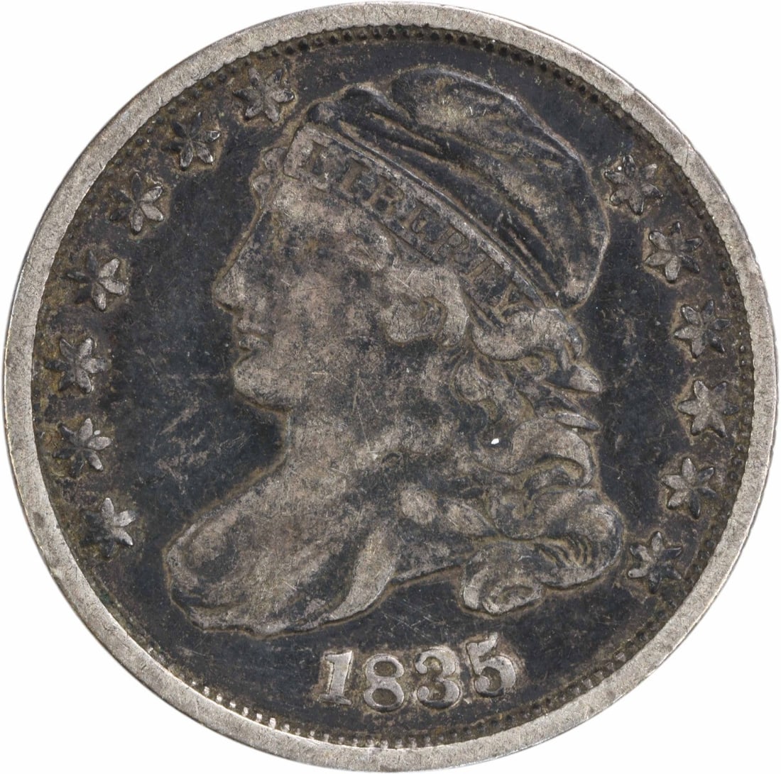 1835 Capped Bust Silver Dime 10C Philadelphia Uncertified Coin: 1835 Capped Bust Silver Dime 10C Philadelphia Uncertified Coin This 1835 Capped Bust Silver Dime is a remarkable piece of numismatic history. Featuring a classic design by John Reich, this coin showca