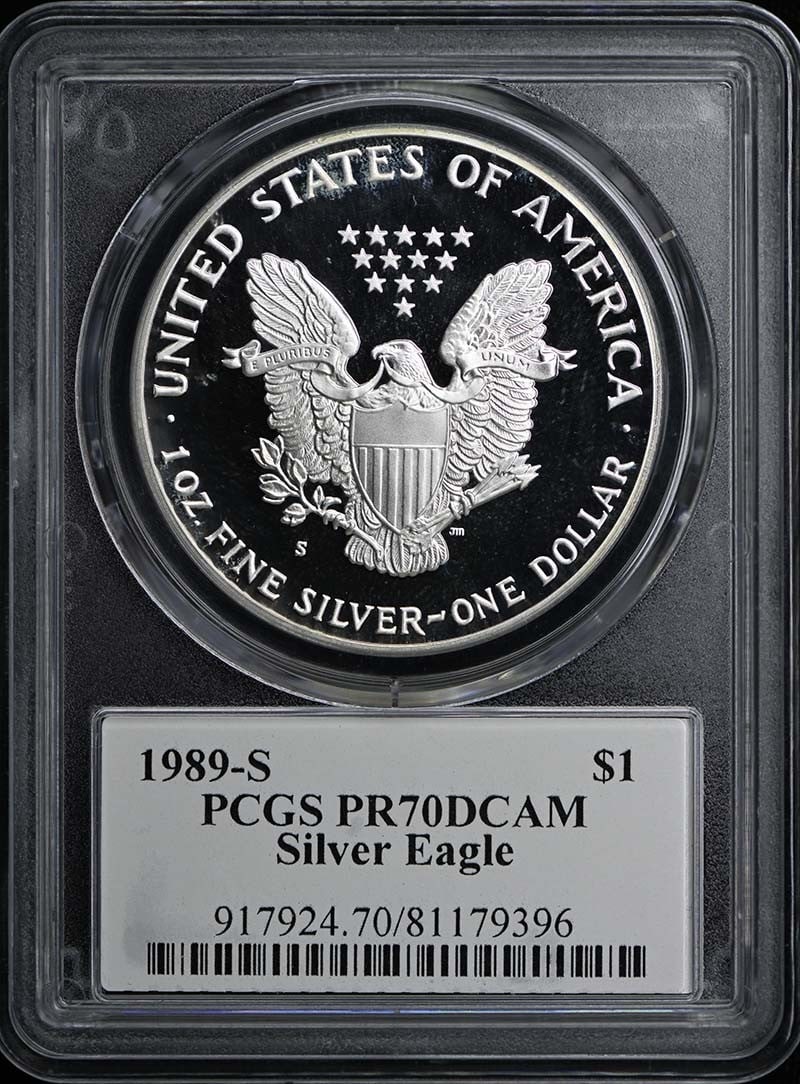 PCGS PR70DCAM 1989-S Silver Eagle Dollar David Hall Signed (1 of 2)