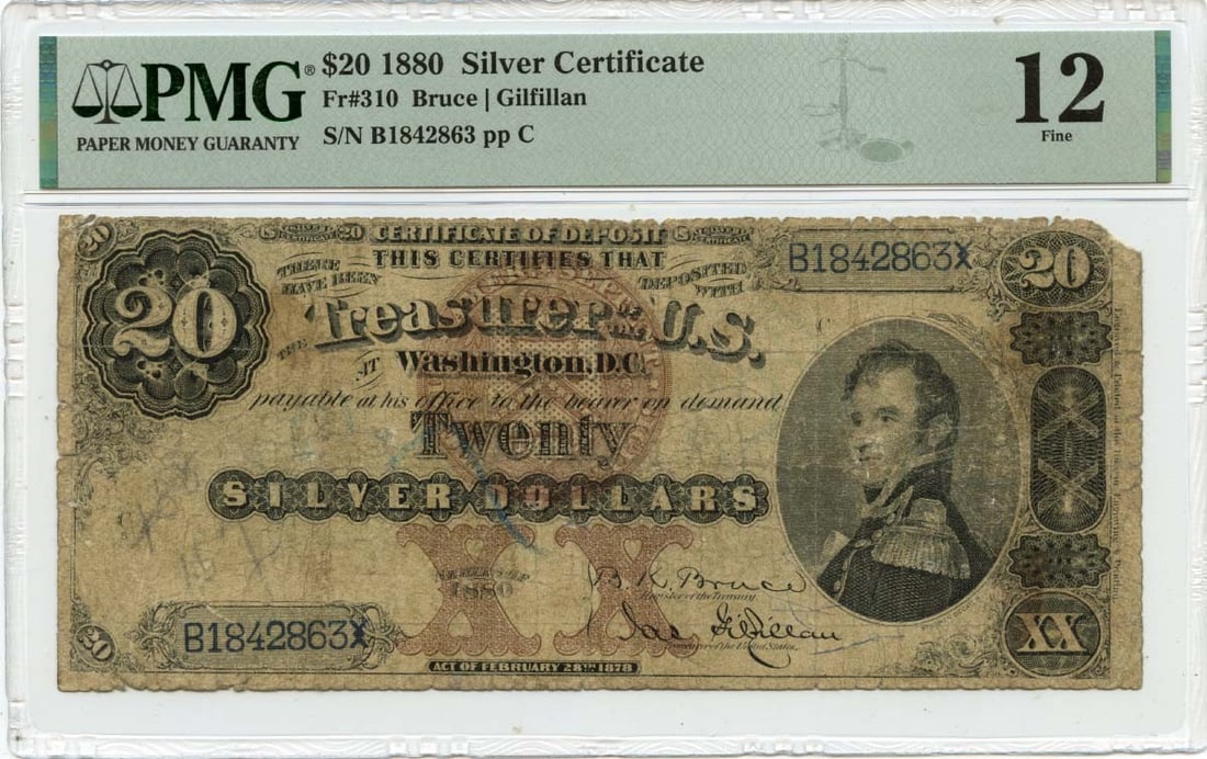 Fr# 310 1880 Twenty Dollar Silver Certificate PMG F12 Morris Note (1 of 2)