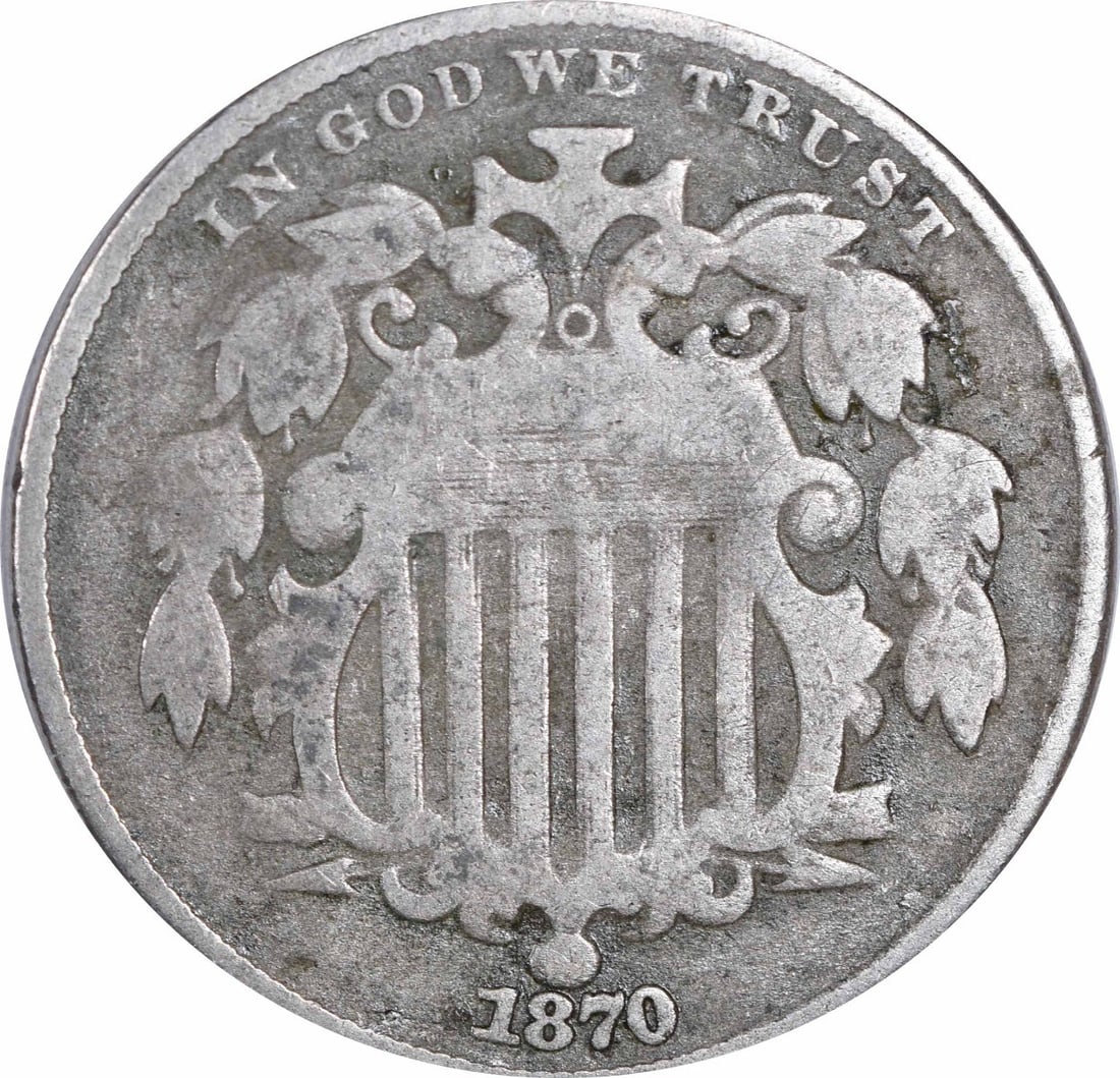 1870 Shield Nickel VG Uncertified Philadelphia 5C Coin (1 of 2)