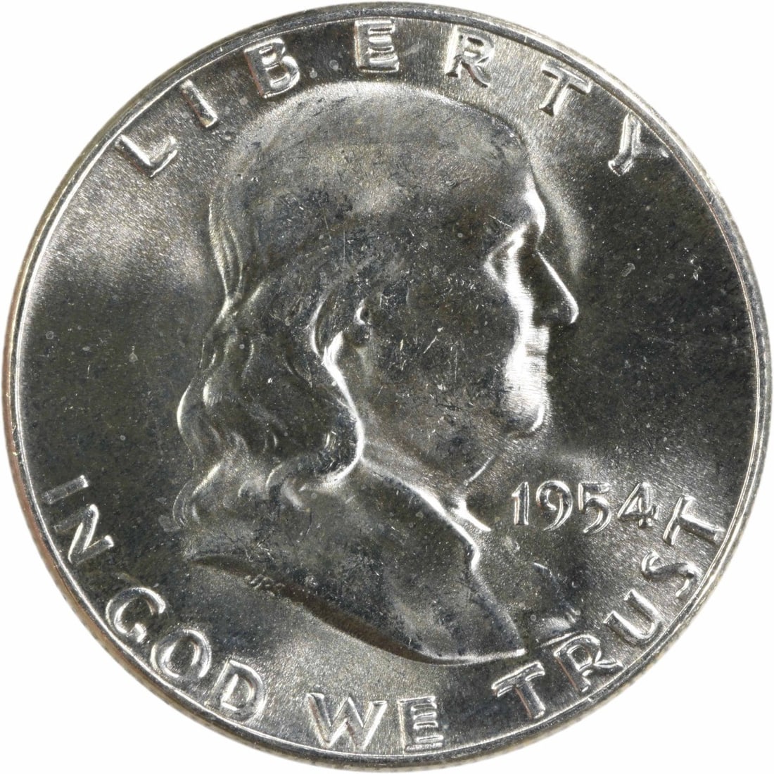 1954 Silver 50 Cent Franklin Half Dollar Choice BU Plus Uncertified: 1954 Silver 50 Cent Franklin Half Dollar Choice BU Plus Uncertified This is a 1954 Franklin Half Dollar from the United States, featuring a silver composition. The coin is uncirculated and graded as C