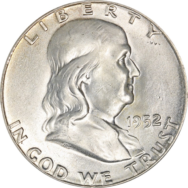 1952 Philadelphia Silver Franklin Half Dollar Coin United States: 1952 Philadelphia Silver Franklin Half Dollar Coin United States This 1952-P Franklin Half Dollar is a circulated silver coin from the United States, minted in Philadelphia. It features a silver compo