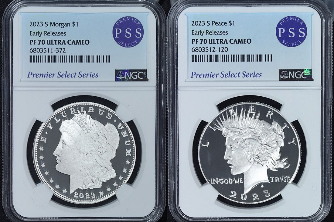 NGC PF70 Ultra Cameo 2023-S Silver Morgan and Peace Dollar Proof Set Early Release (1 of 5)