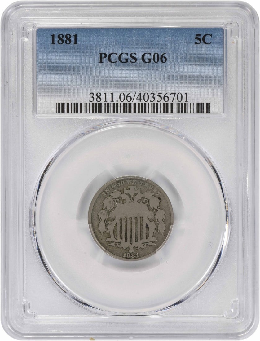 PCGS Graded 1881 Shield Nickel Five Cent Coin United States (1 of 2)