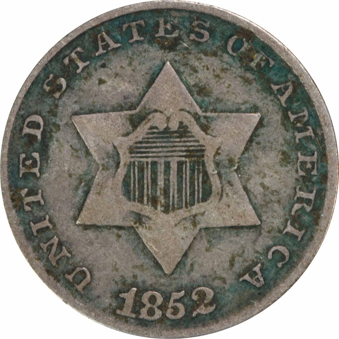 1852 Three Cent Silver Coin F Uncertified Philadelphia Mint: 1852 Three Cent Silver Coin F Uncertified Philadelphia Mint This 1852 Three Cent Silver coin is a notable piece from the United States, featuring a denomination of three cents. It was minted in Philad