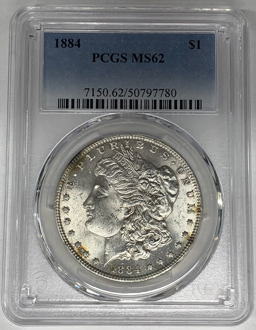 1884 Morgan Dollar Silver Coin PCGS MS 62 Certified Uncirculated (1 of 2)