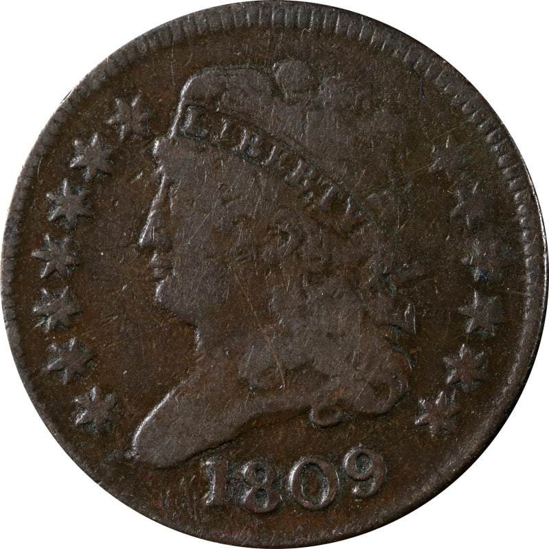 1809 Half Cent Circle In O Copper Coin Circulated (1 of 2)