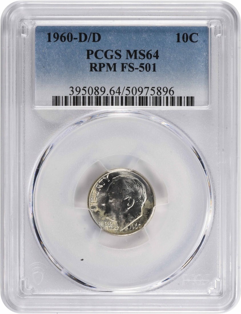 1960-D/D Roosevelt Silver Dime MS64 Certified PCGS (1 of 2)
