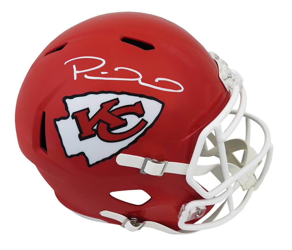 Patrick Mahomes Signed Chiefs Riddell Full Size Helmet Beckett Authenticated: Patrick Mahomes Signed Chiefs Riddell Full Size Helmet Beckett Authenticated This is a Patrick Mahomes signed Kansas City Chiefs Riddell full size speed replica helmet, a must-have for any football fa