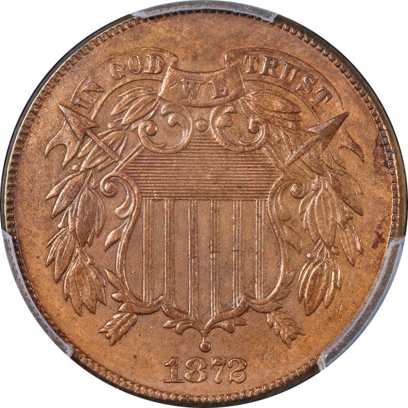 1872 Two Cent Piece PCGS AU Details Copper Coin (1 of 4)