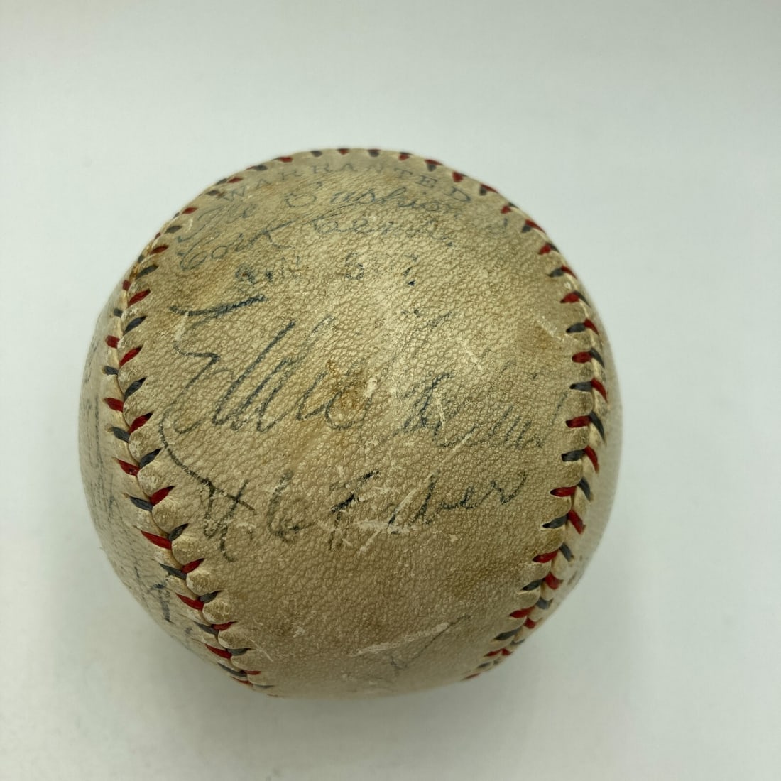 1929 A's World Series Signed Baseball Eddie Collins JSA COA: 1929 A's World Series Signed Baseball Eddie Collins JSA COA This remarkable baseball is a piece of sports history, featuring approximately a dozen signatures from the 1929-30 Philadelphia Athletics an