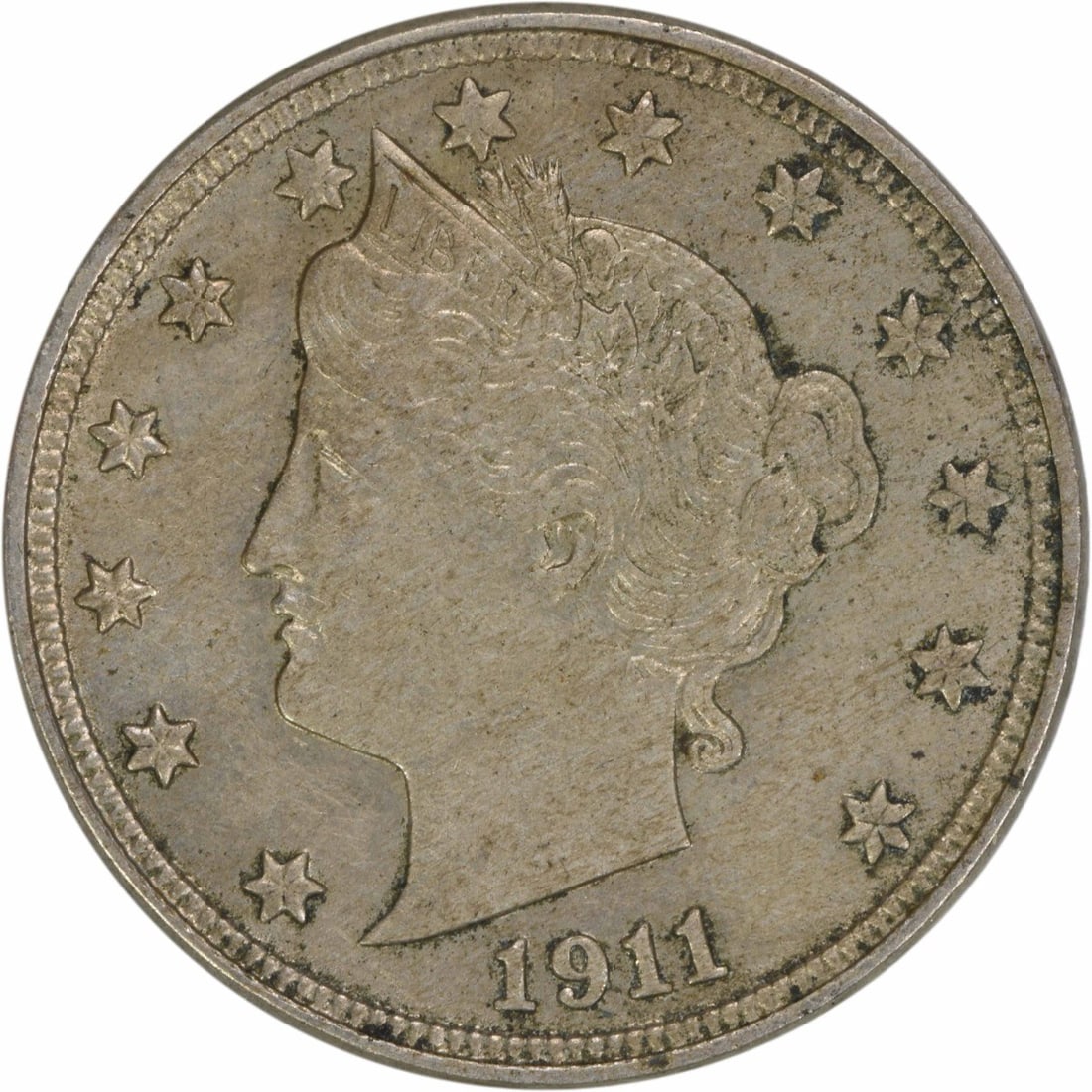 1911 Liberty Nickel AU Uncertified 5C Philadelphia Mint (1 of 2)