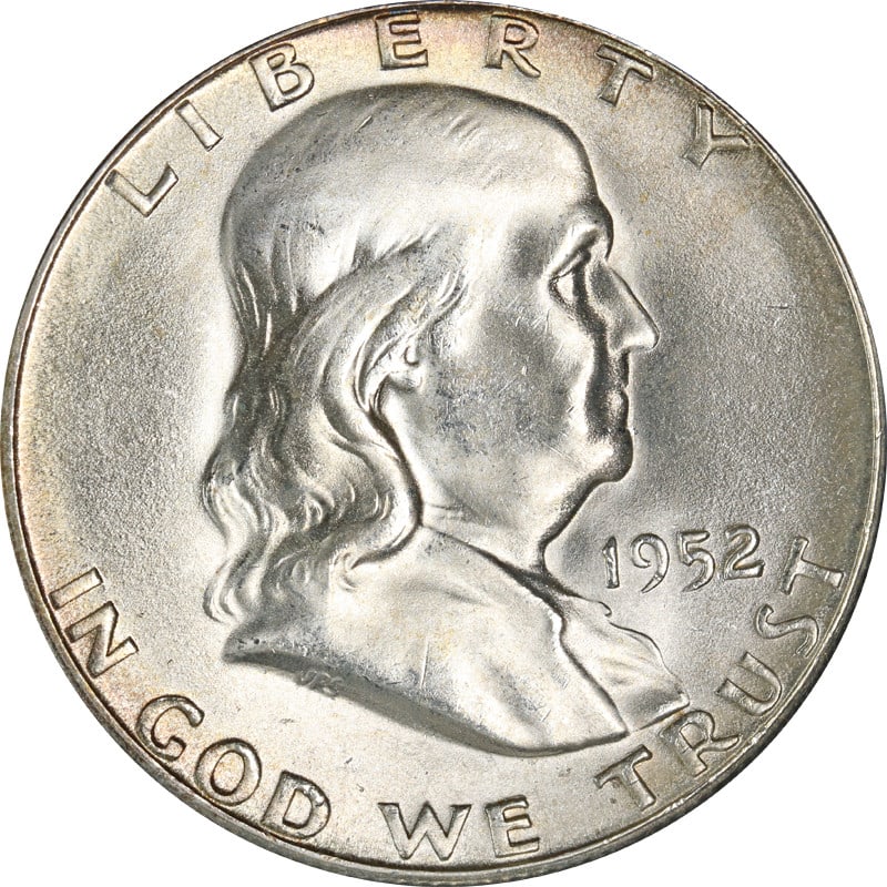 1952 San Francisco Mint Silver Half Dollar Franklin Coin (1 of 2)