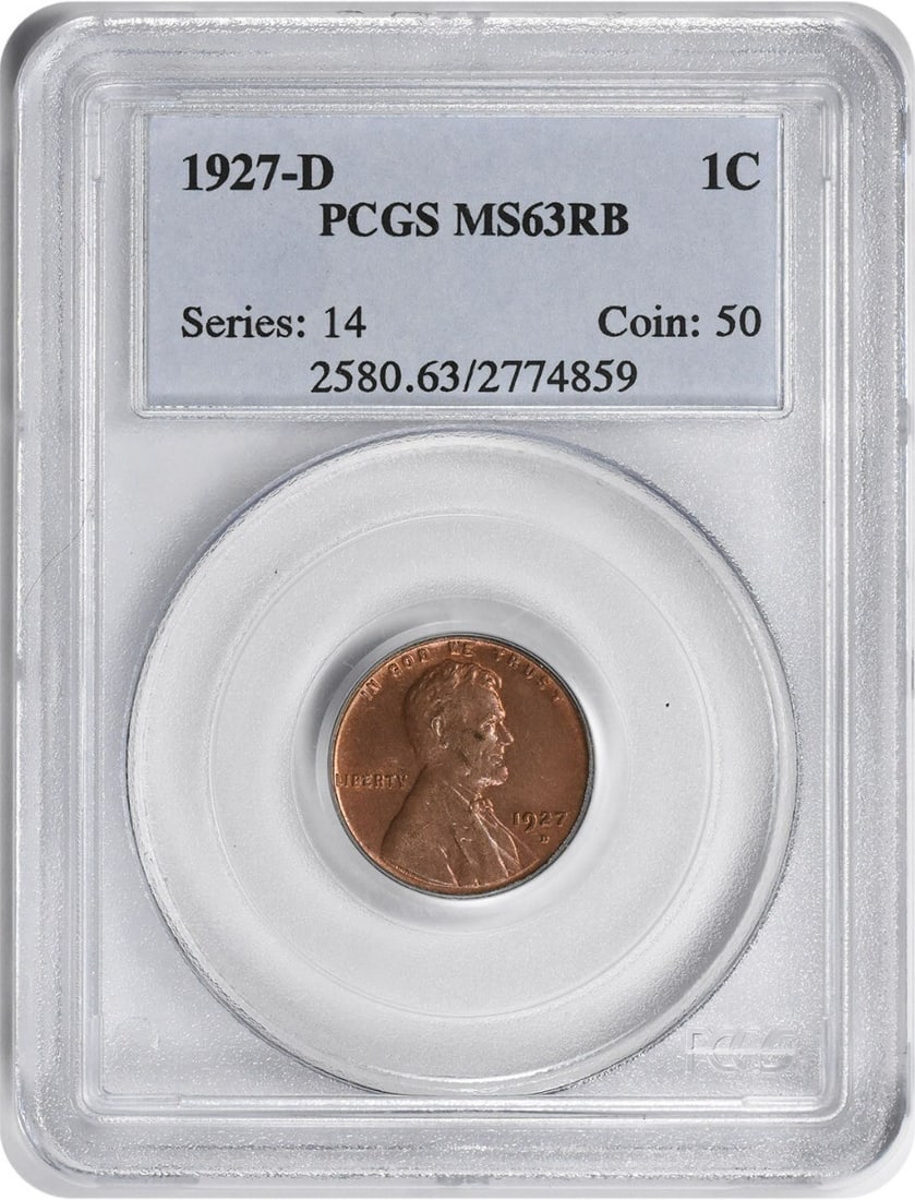 1927-D Lincoln Wheat Cent MS63RB PCGS Uncirculated Copper Coin (1 of 2)