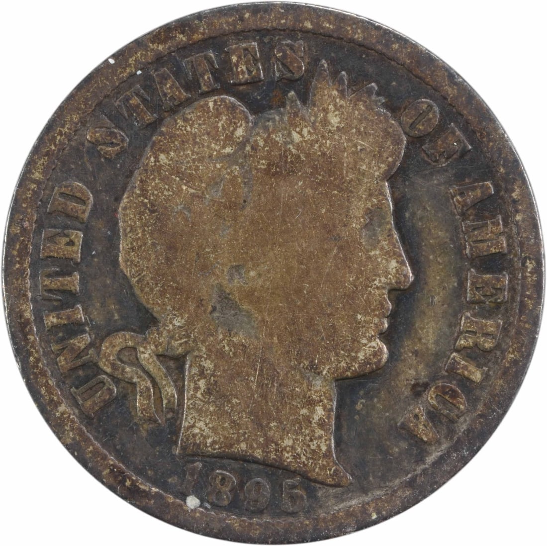 1895-O Barber Silver Dime 10C by Charles E Barber: 1895-O Barber Silver Dime 10C by Charles E Barber This 1895-O Barber Silver Dime is a classic piece of American numismatic history. Designed by Charles E. Barber, this coin features a distinctive prof