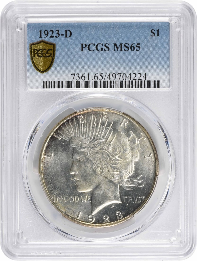 1923-D Peace Silver Dollar MS65 PCGS 90% Silver Uncirculated Coin (1 of 4)