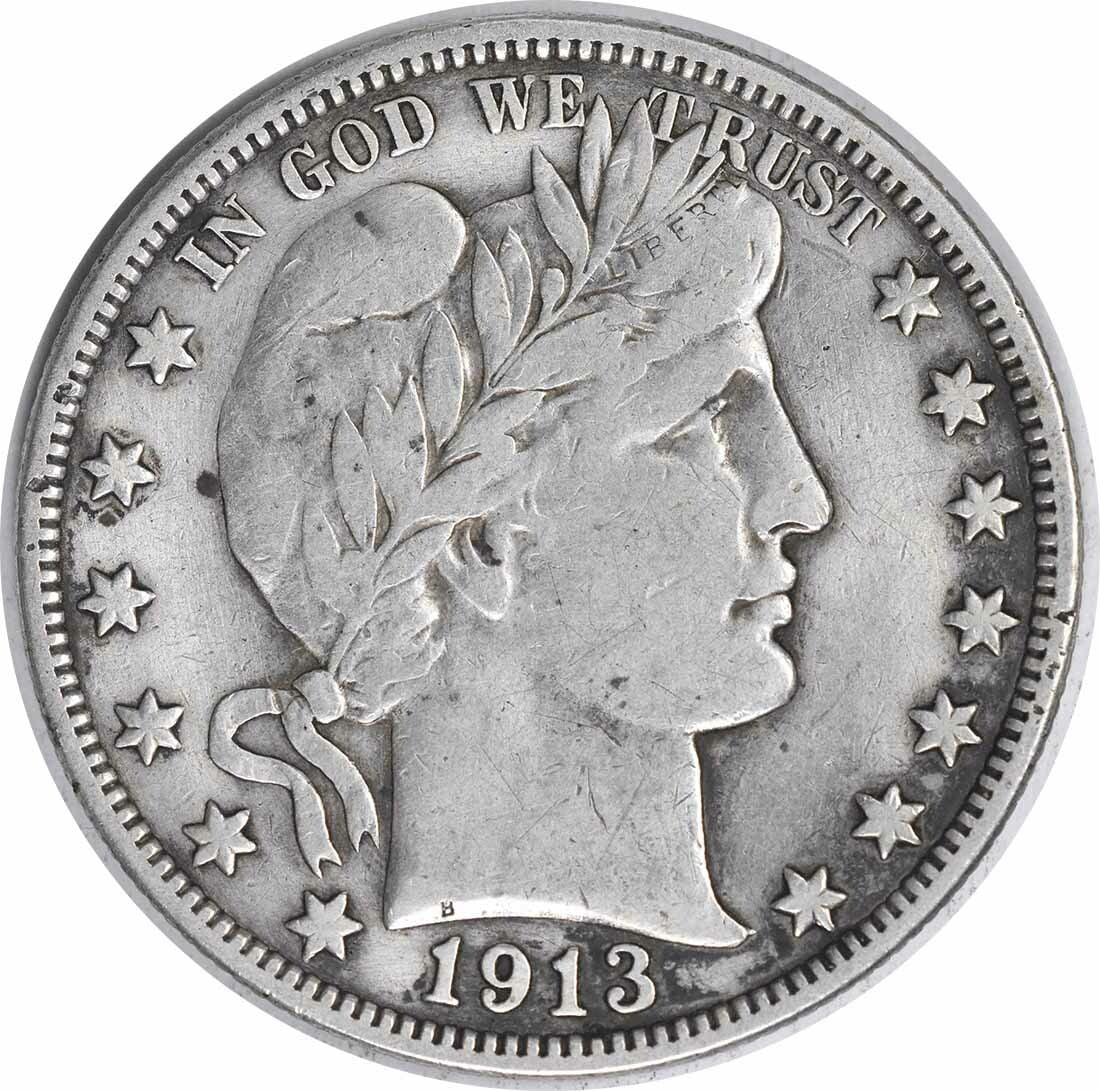 1913 Barber Silver Half Dollar 50C VF Uncertified Philadelphia Mint: 1913 Barber Silver Half Dollar 50C VF Uncertified Philadelphia Mint This 1913 Barber Silver Half Dollar is a classic piece of American numismatics, featuring a beautiful design by Charles E. Barber. T
