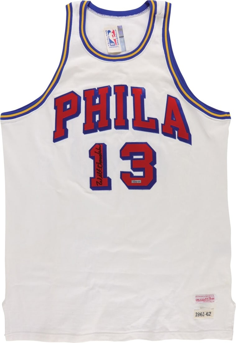 Wilt Chamberlain Signed 1961-62 Philadelphia Warriors Jersey JSA COA: Wilt Chamberlain Signed 1961-62 Philadelphia Warriors Jersey JSA COA This is an original, authentic 1961-62 Philadelphia Warriors jersey signed by basketball legend Wilt Chamberlain. The jersey is a r